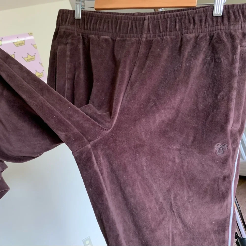 Aritzia Tna Velvet Brown Track Pants Large